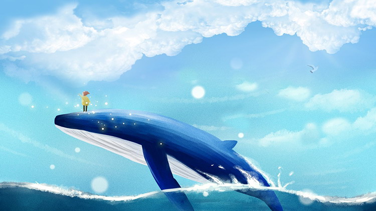 5张卡通海洋鲸鱼PPT背景图片