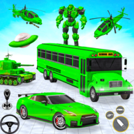陆军校车机器人汽车(Army School Bus Robot Car Game)