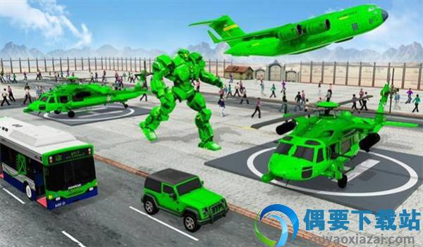 陆军校车机器人汽车(Army School Bus Robot Car Game)